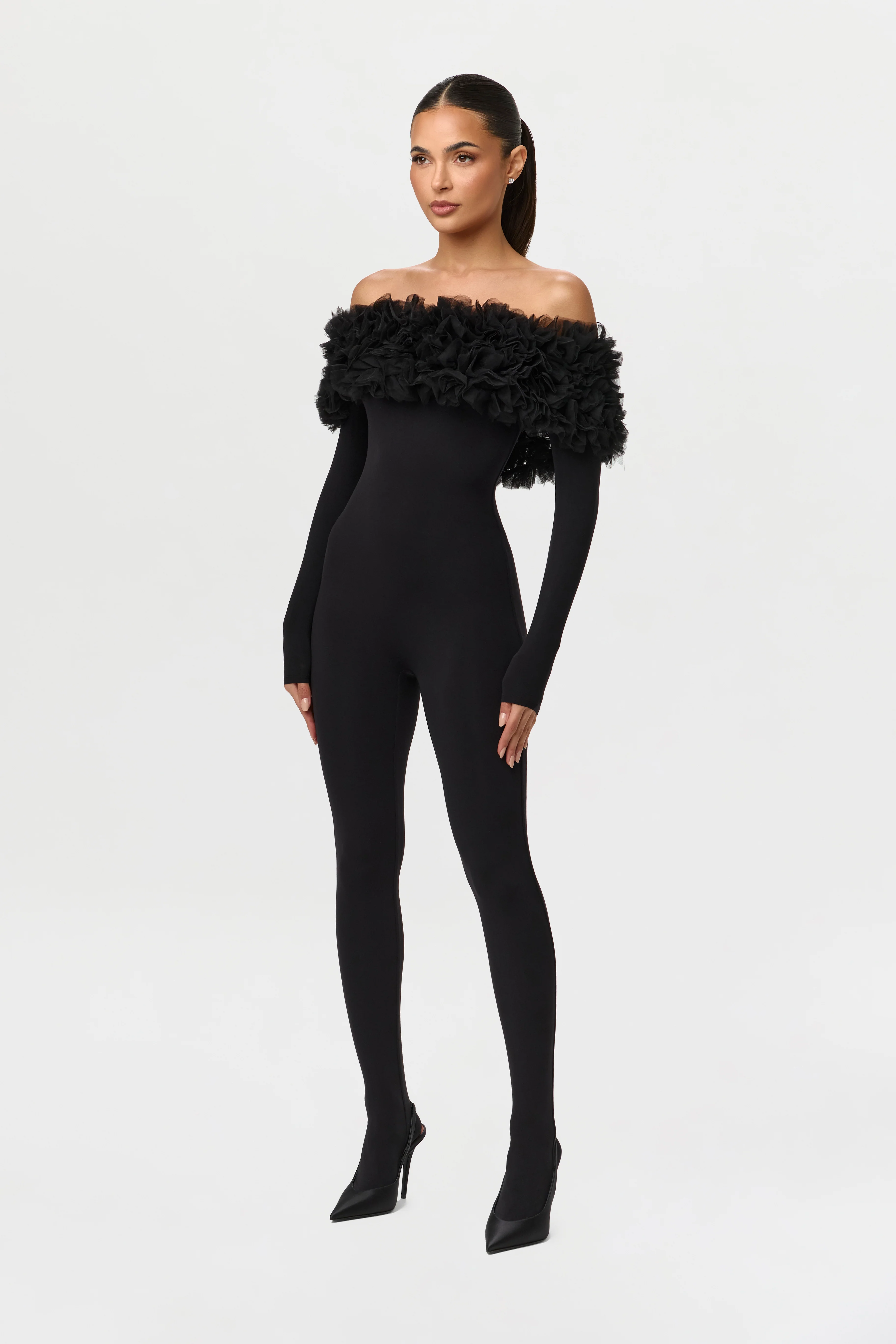 Naked Off-Shoulder Roses Jumpsuit Petite - Image 3