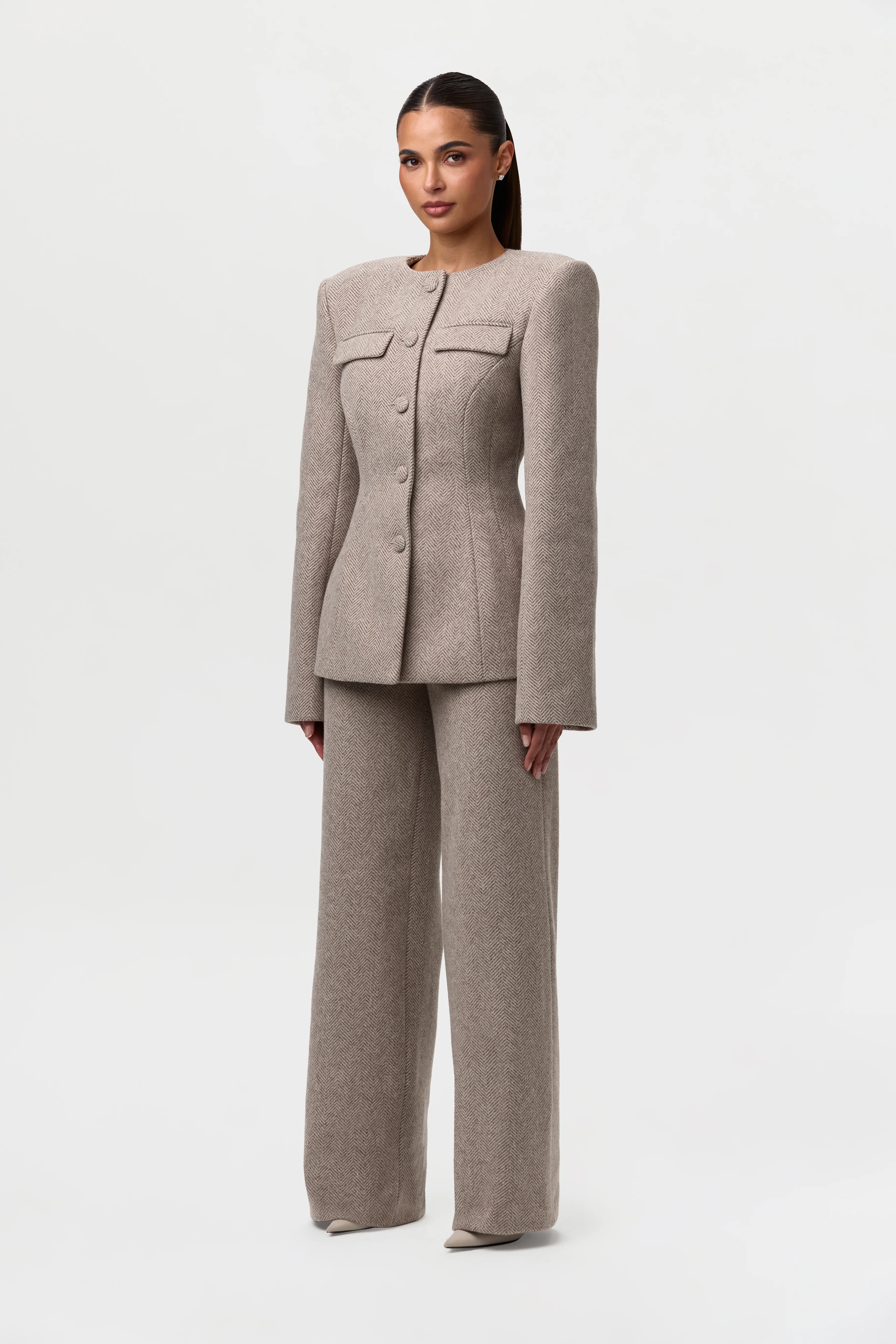 Chevron Suited Button Up Blazer - Image 4