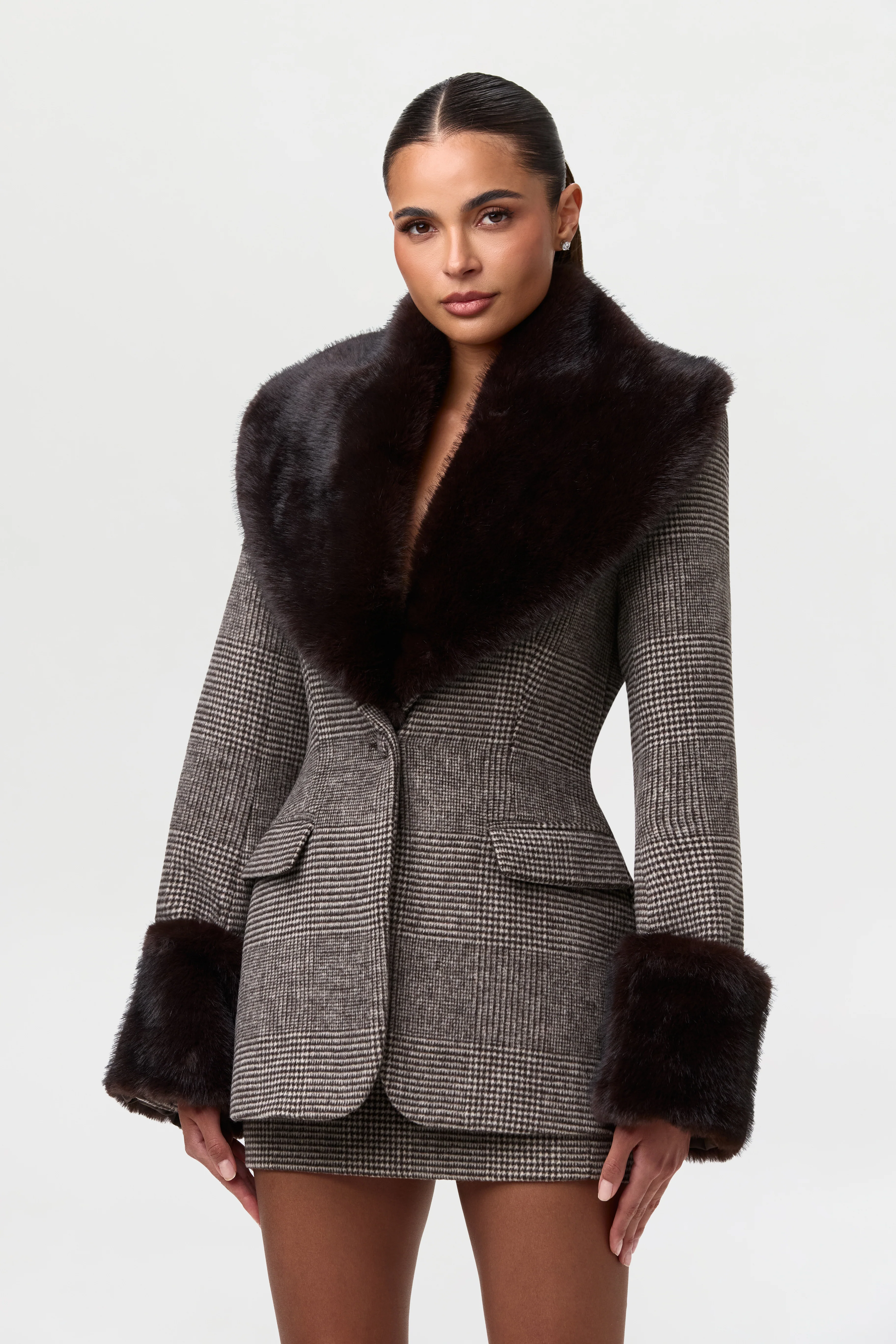 Suiting Plaid Houndstooth Mini Skirt