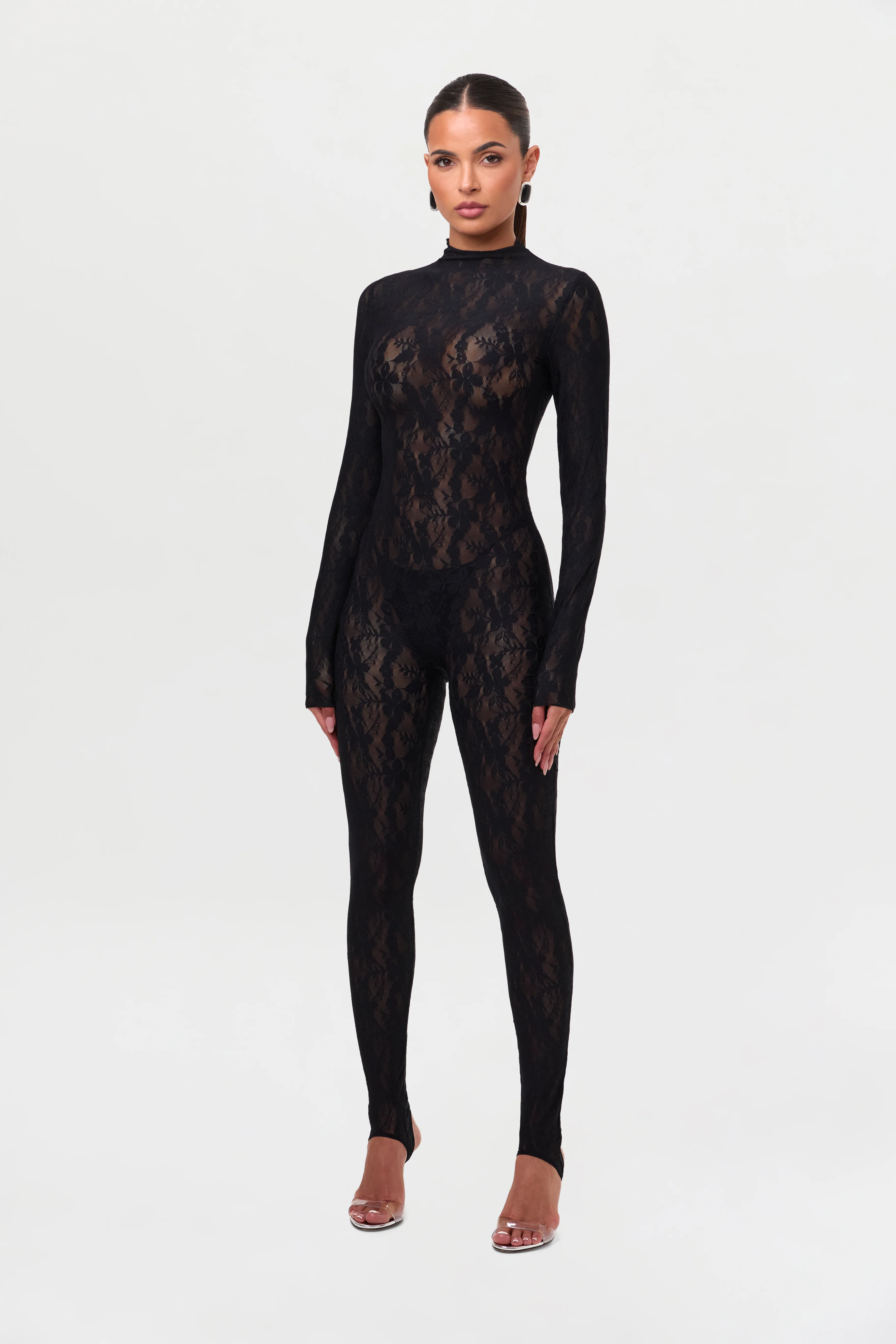 Stretch Lace Stirrup Jumpsuit Petite - Image 2