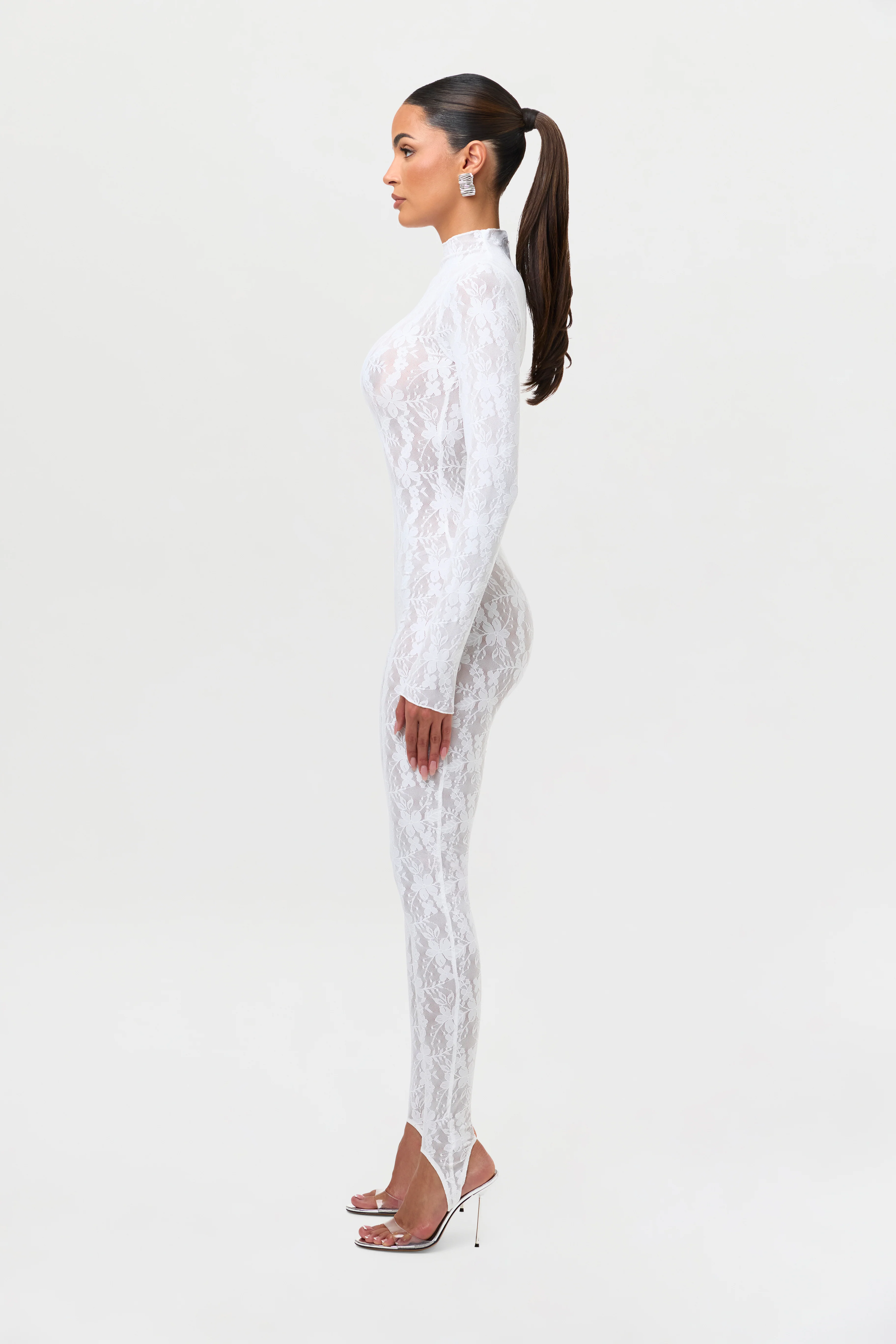 Stretch Lace Stirrup Jumpsuit Petite - Image 8