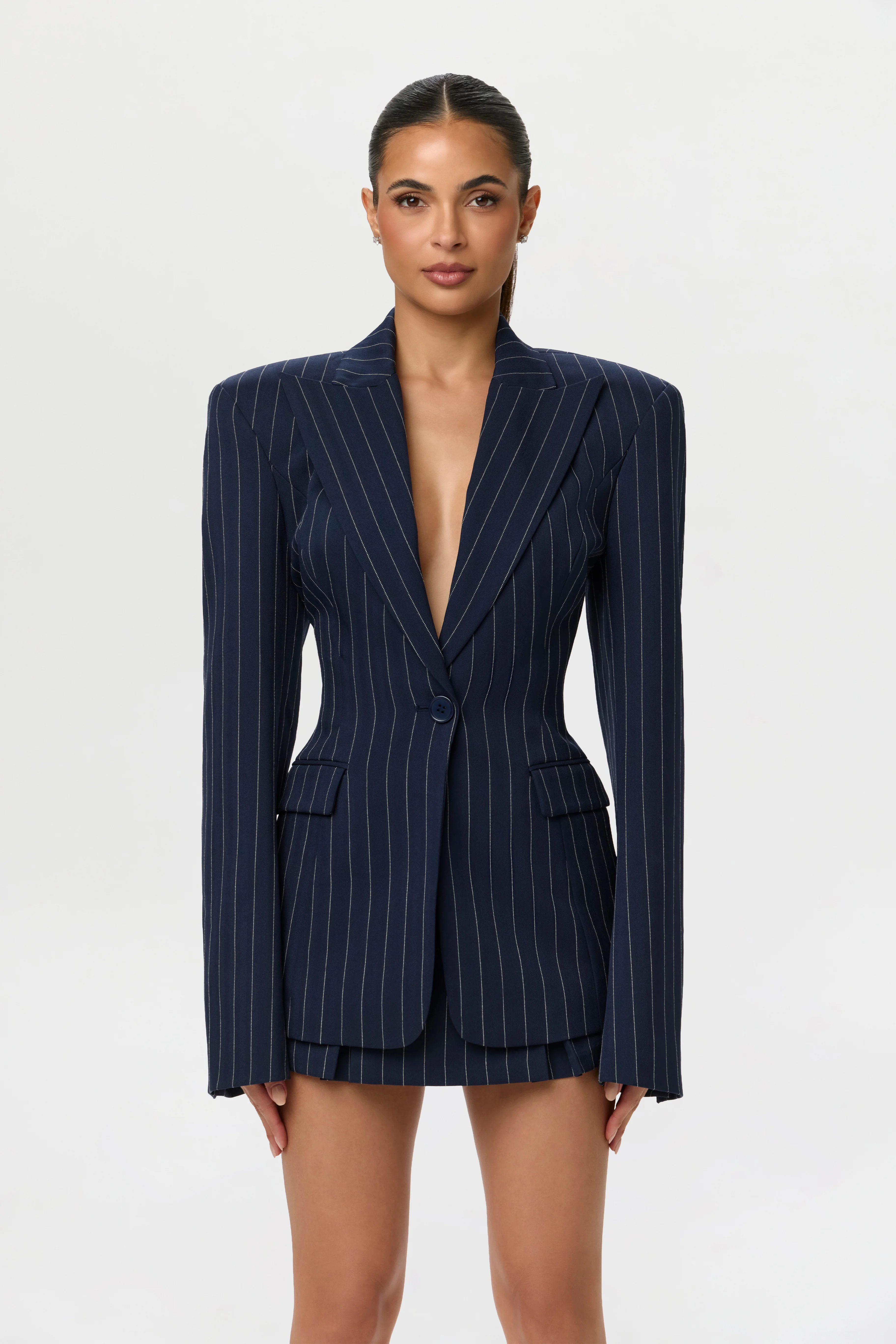 Pinstripe Suited Blazer - Image 17