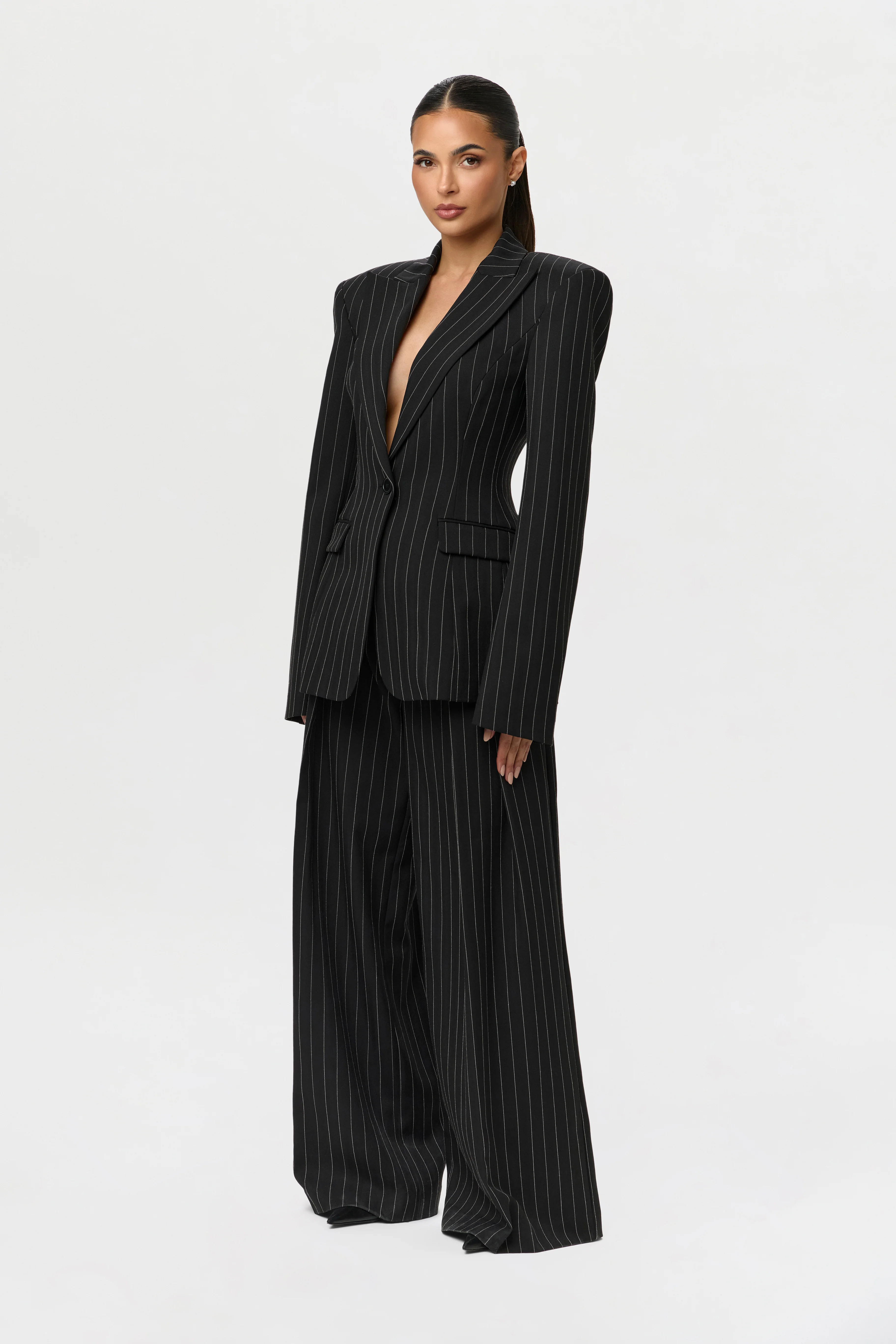 Pinstripe Suited Blazer - Image 5