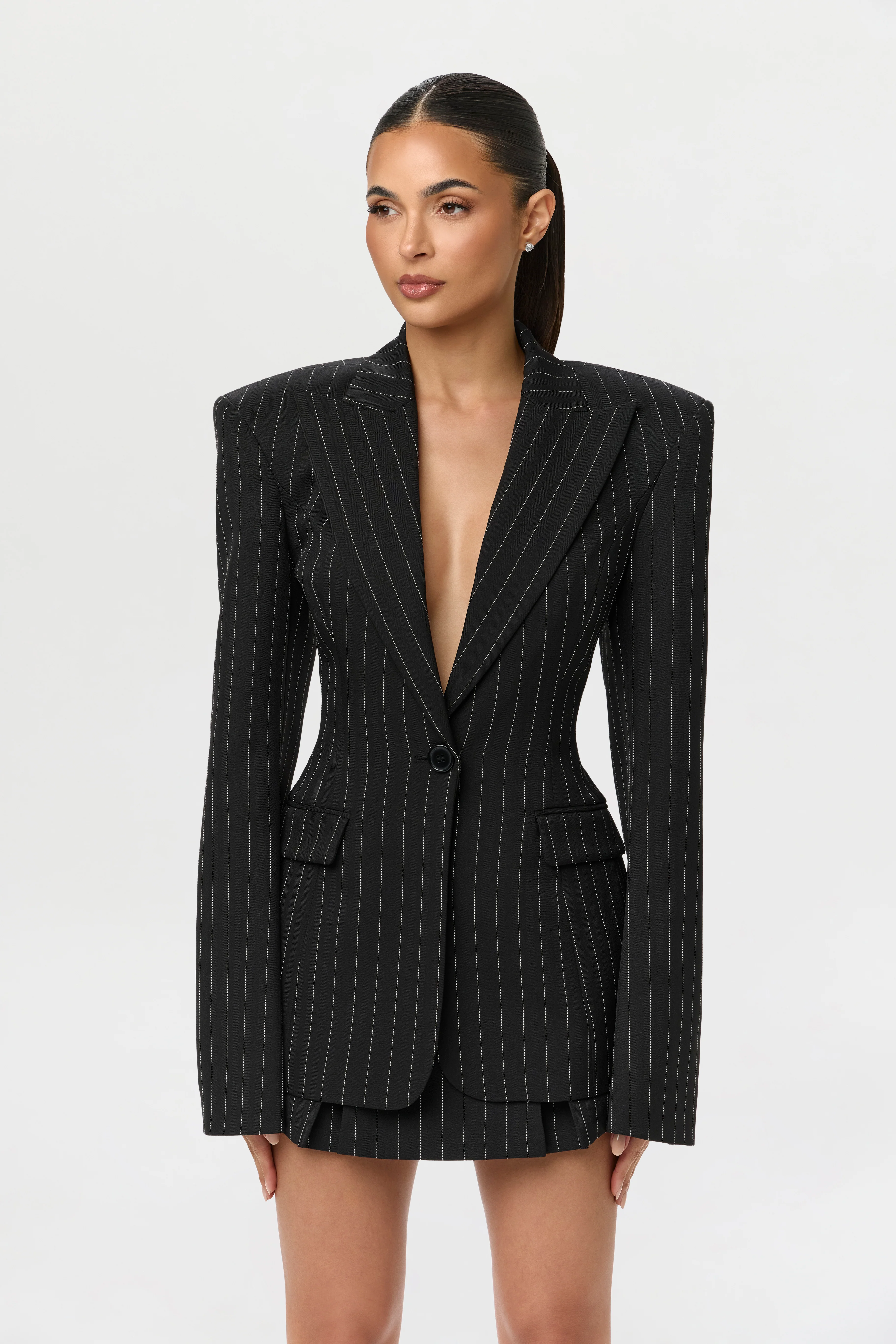 Pinstripe Suited Blazer - Image 7