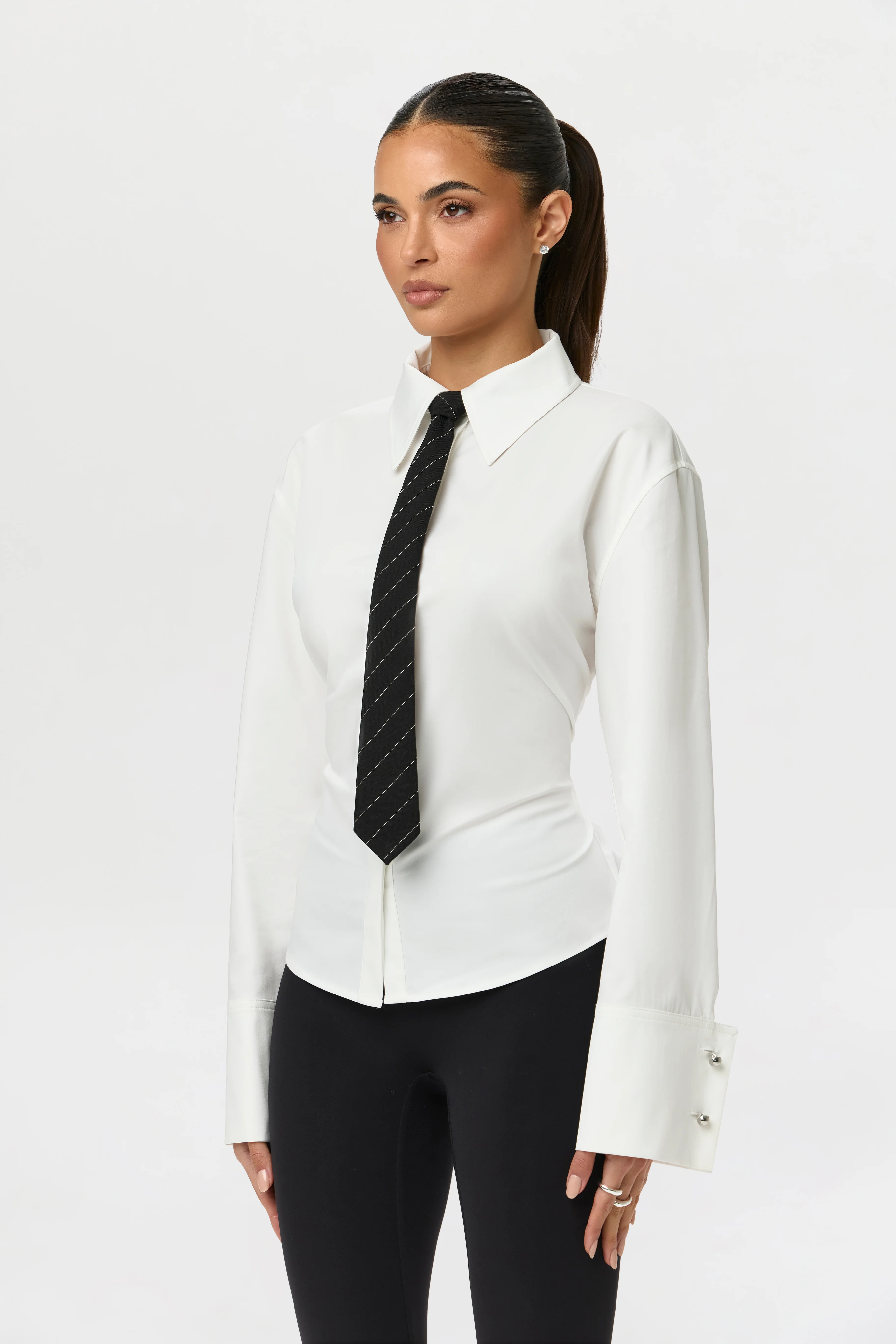 Shirting Contour Button Up Top - Image 11