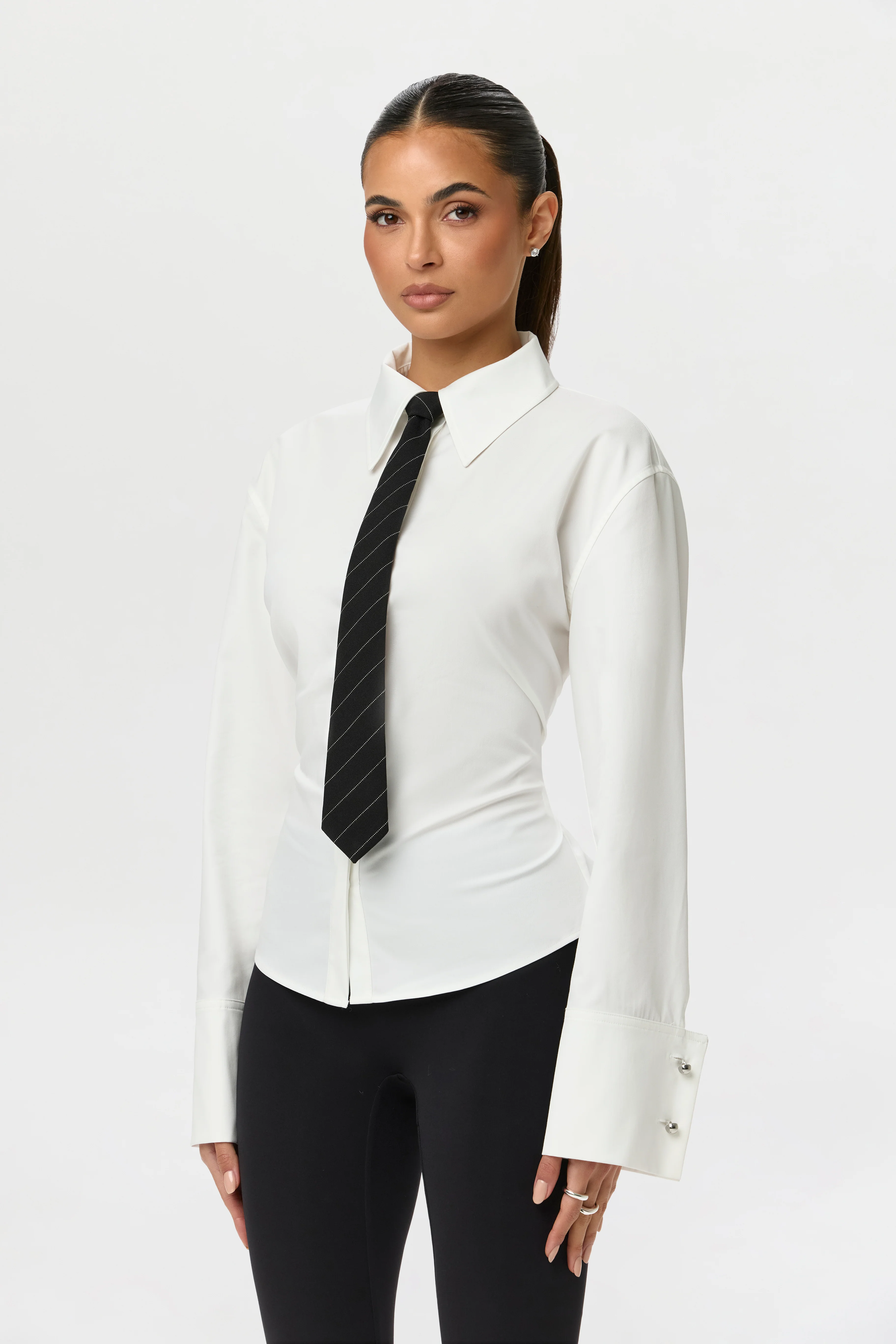 Shirting Contour Button Up Top - Image 12