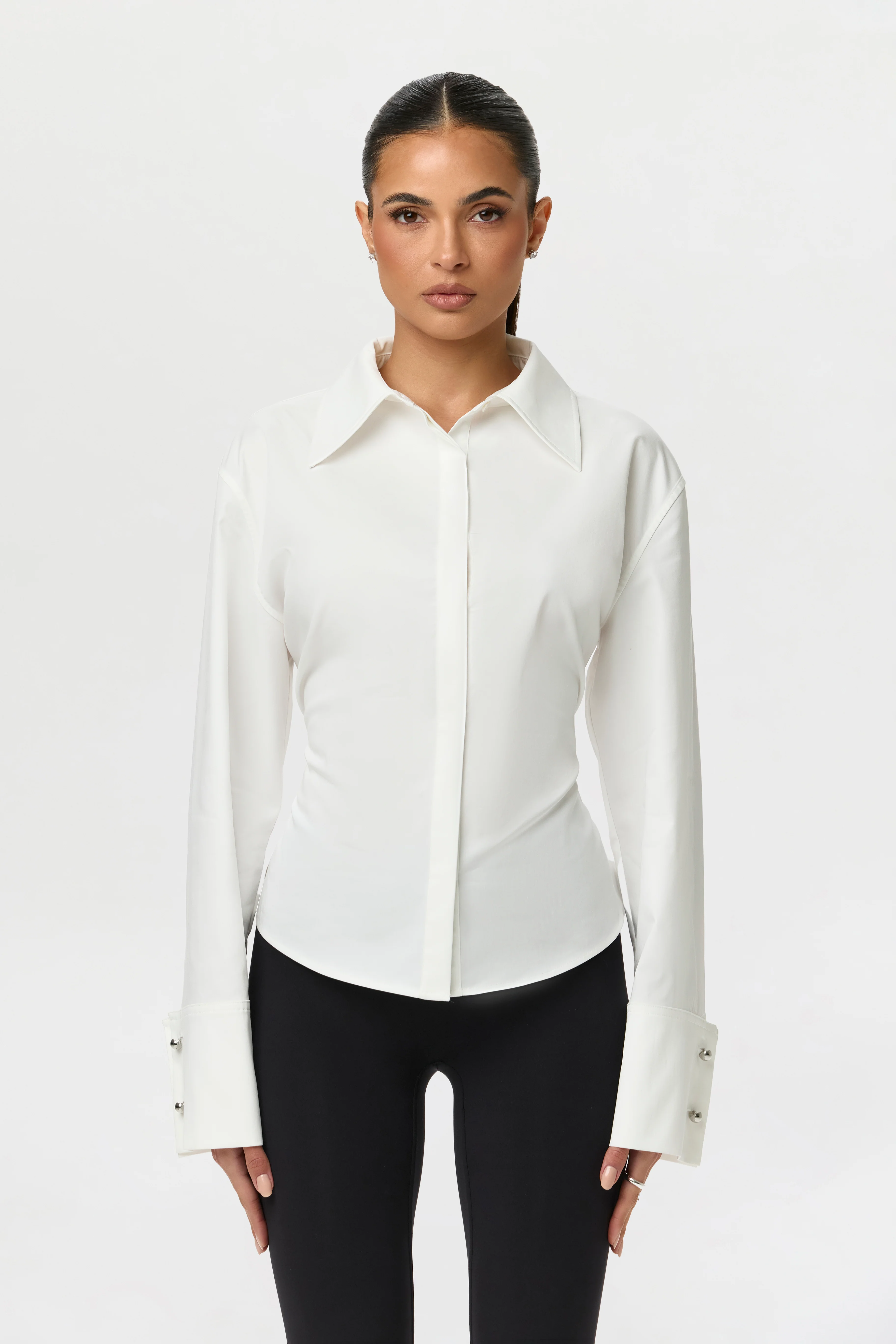 Shirting Contour Button Up Top - Image 4