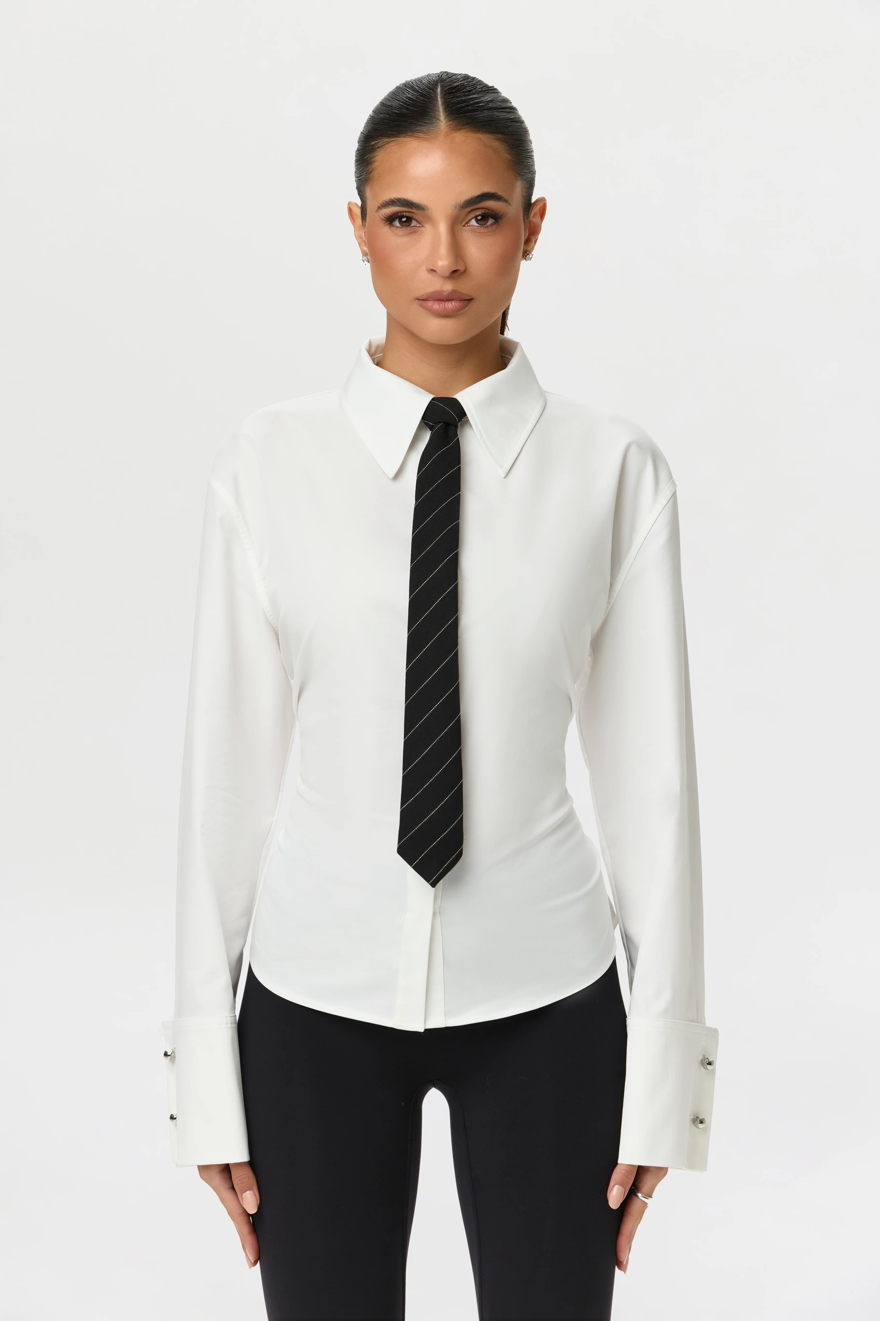 Shirting Contour Button Up Top - Image 9