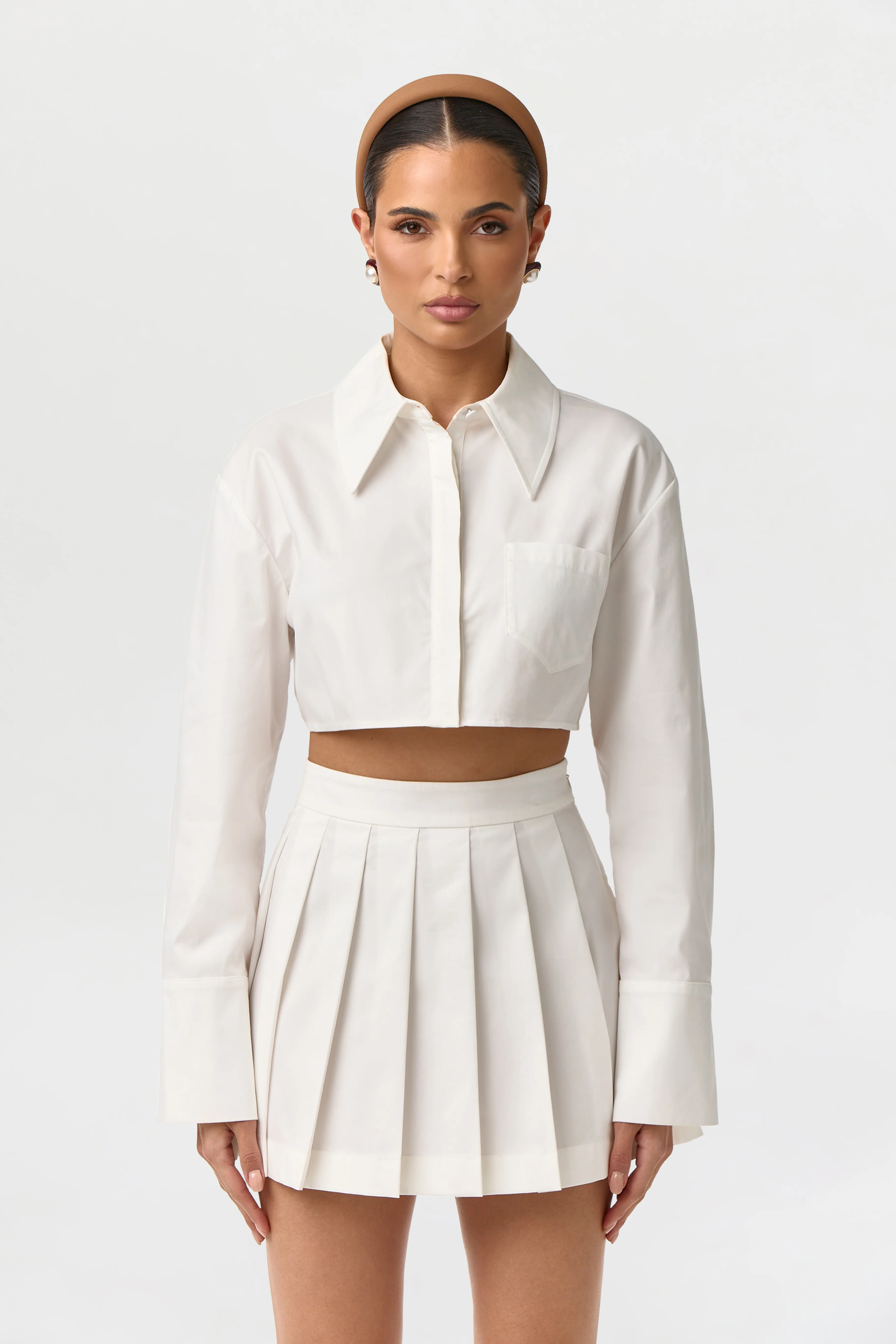 Shirting Pleated Mini Skirt - Image 3