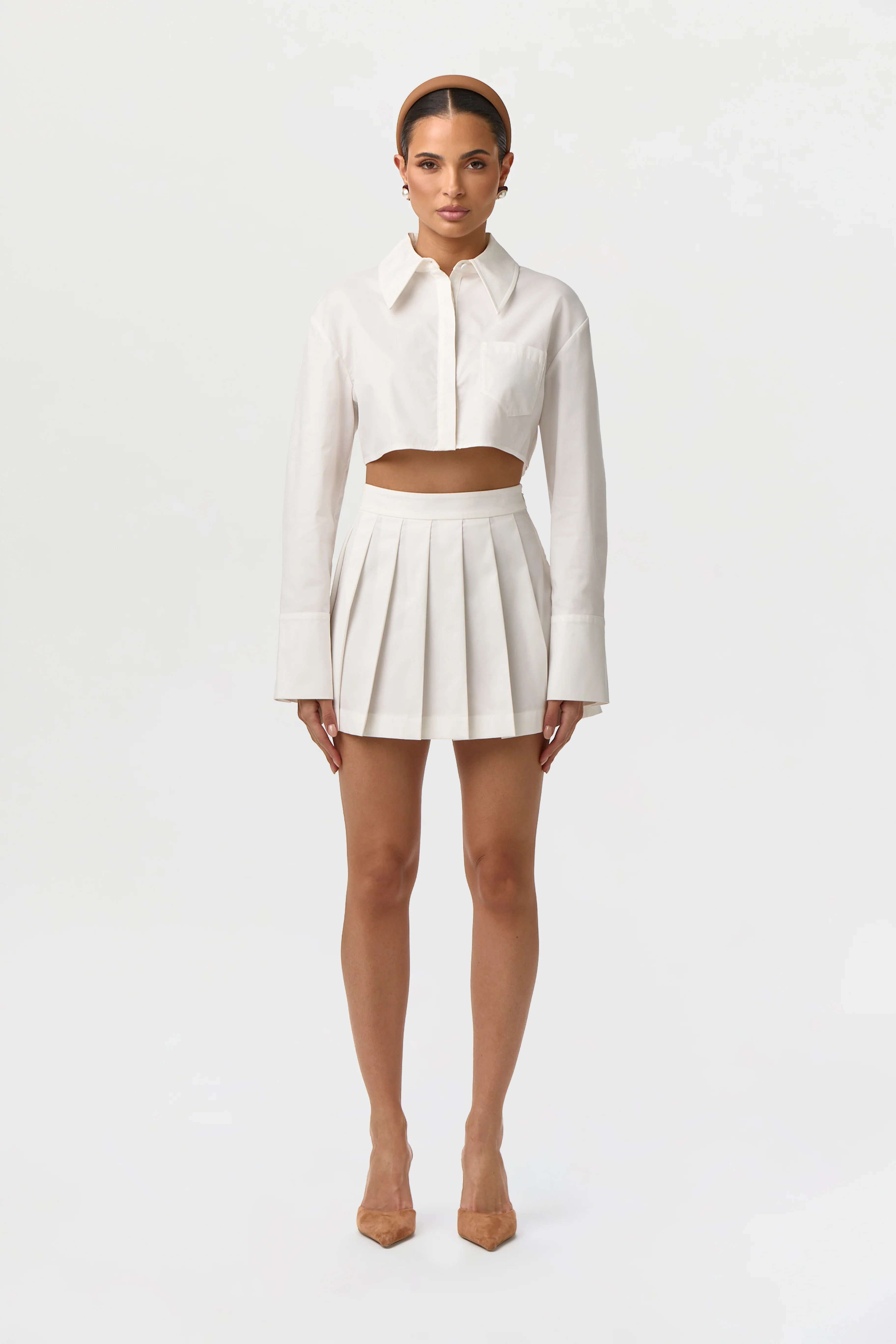 Shirting Button Up Crop Top - Image 2