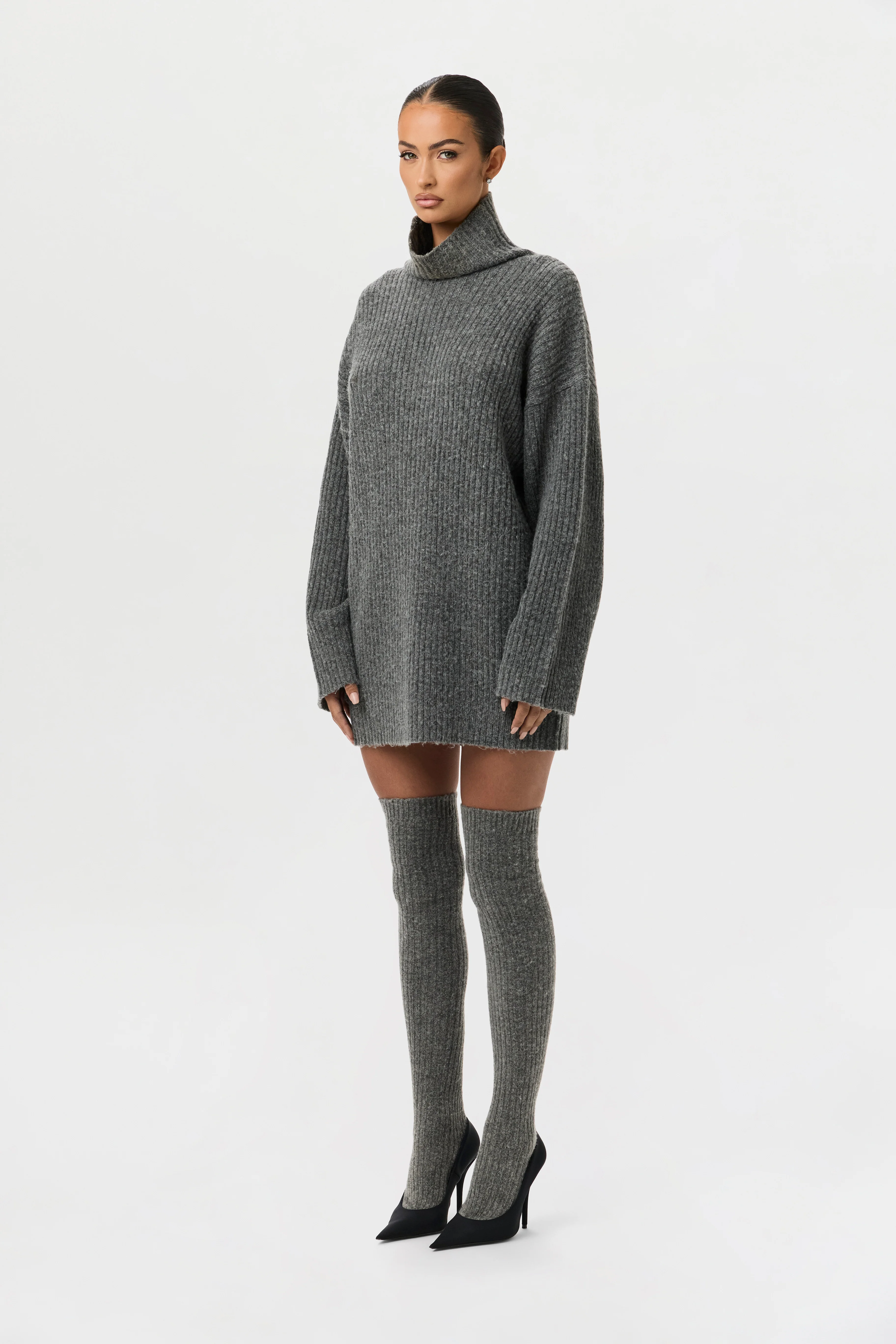 Ribbed-Knit Turtleneck Sweater Dress - Image 3