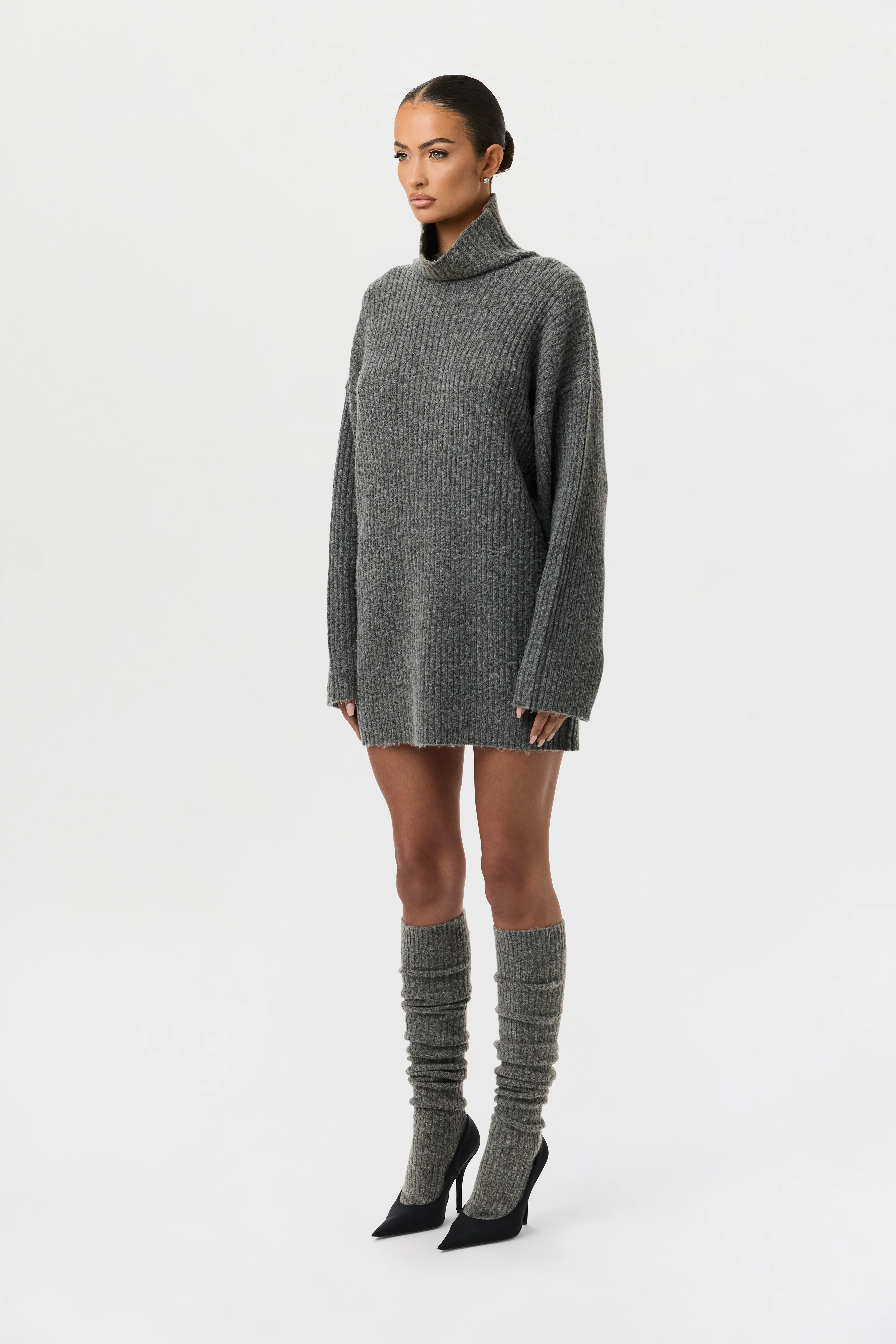 Ribbed-Knit Turtleneck Sweater Dress - Image 5