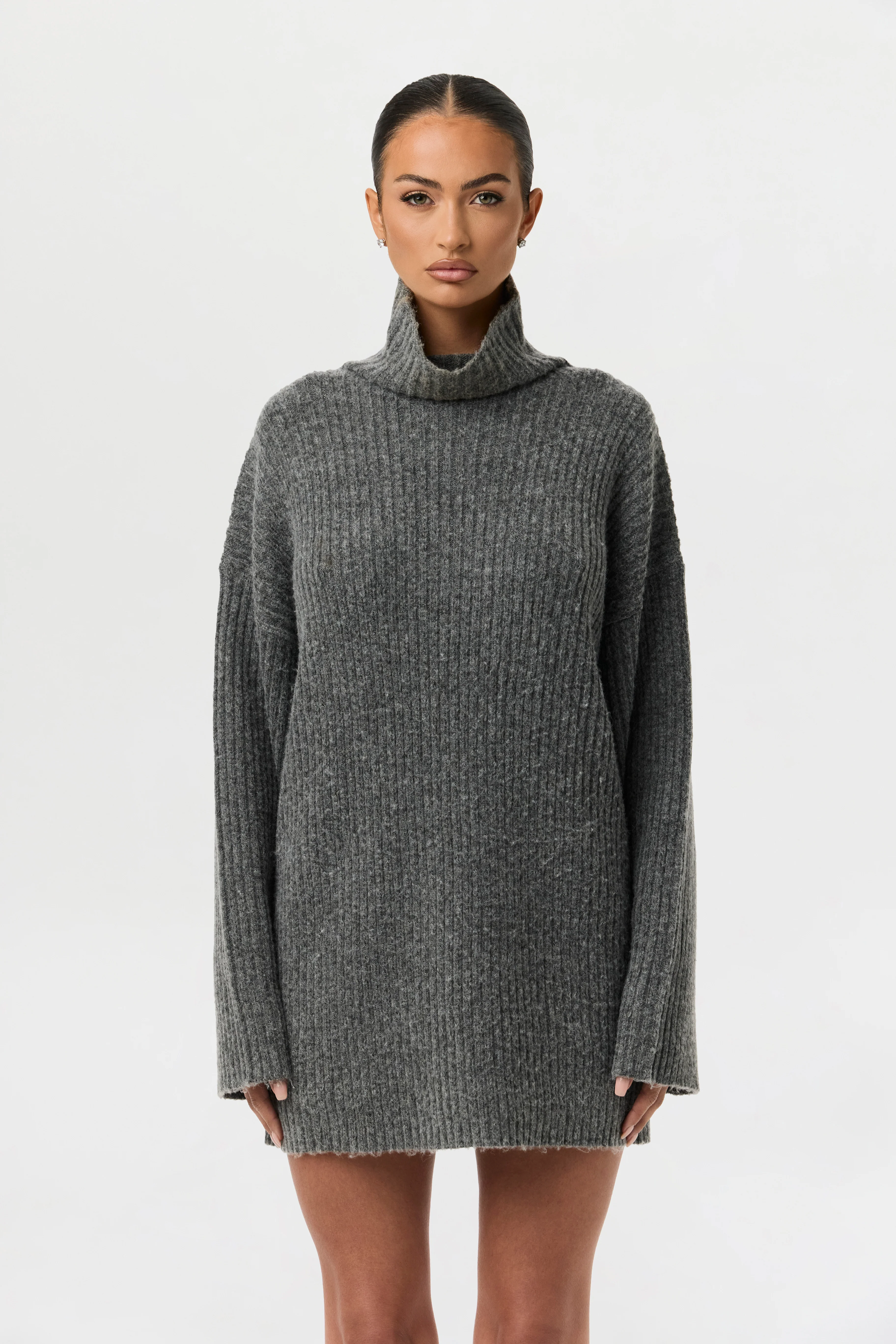 Ribbed-Knit Turtleneck Sweater Dress - Image 6