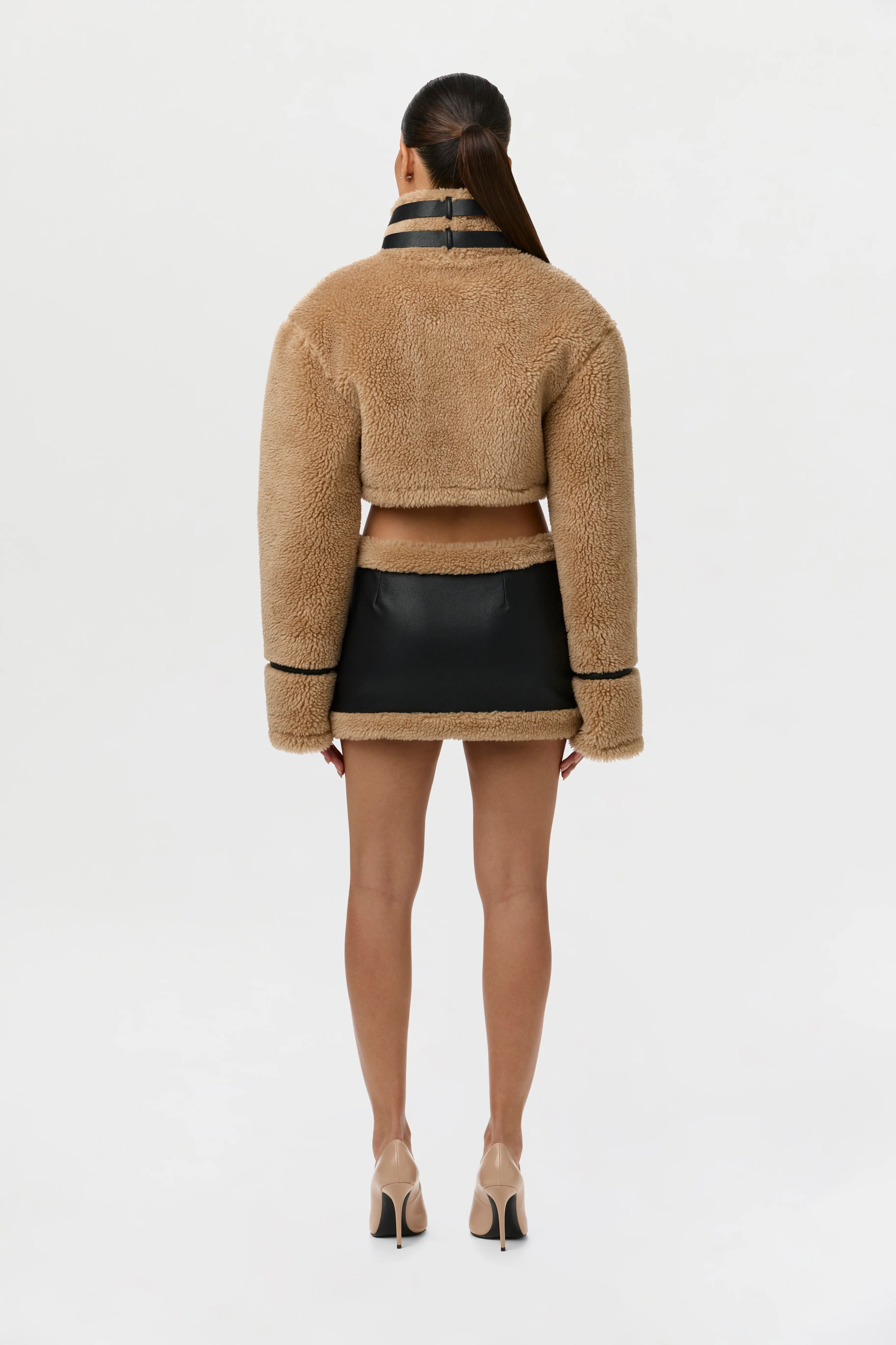 Sherpa Vegan Leather Mini Skirt - Image 7