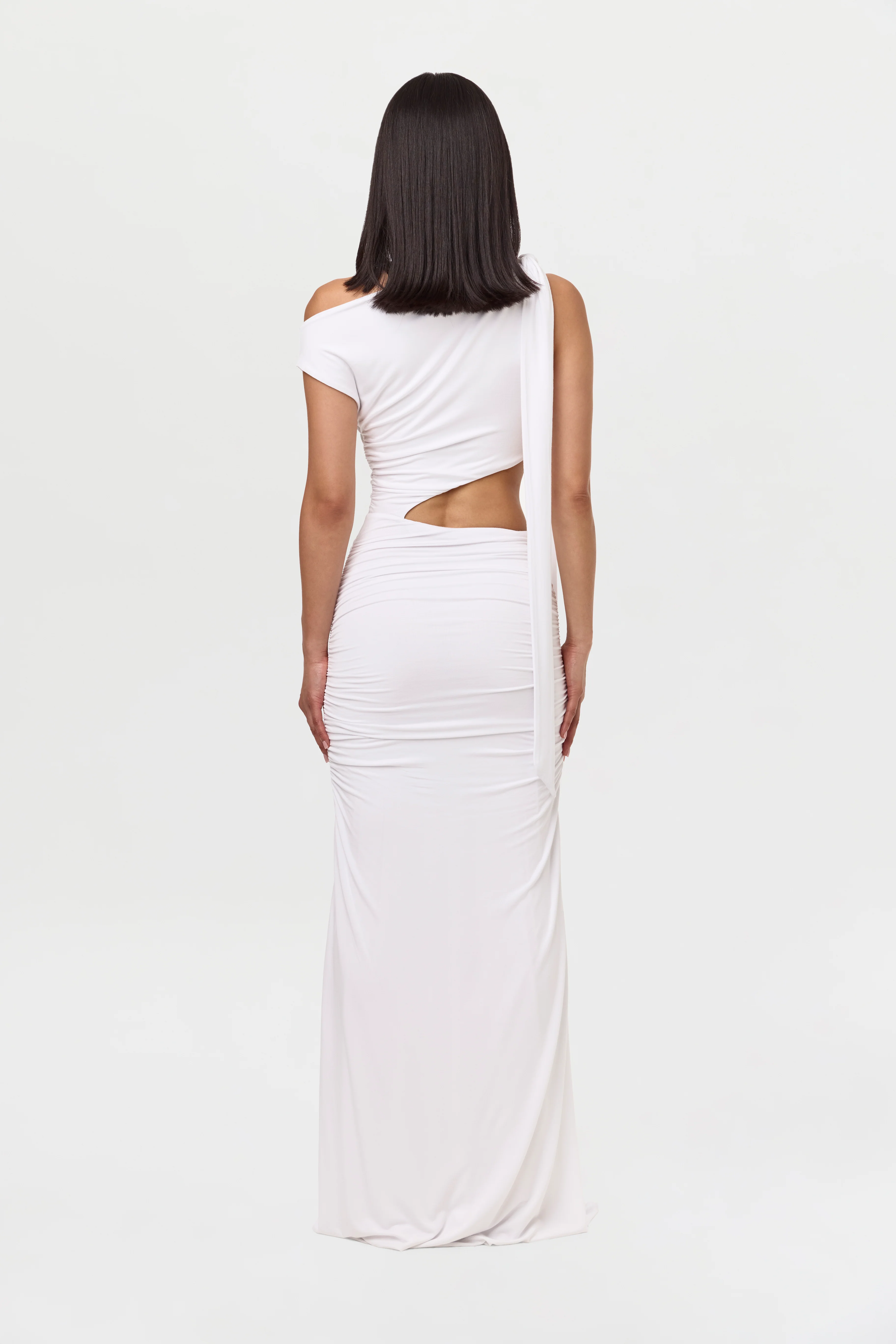 Smooth Off-Shoulder Asymmetric Dress - Image 10