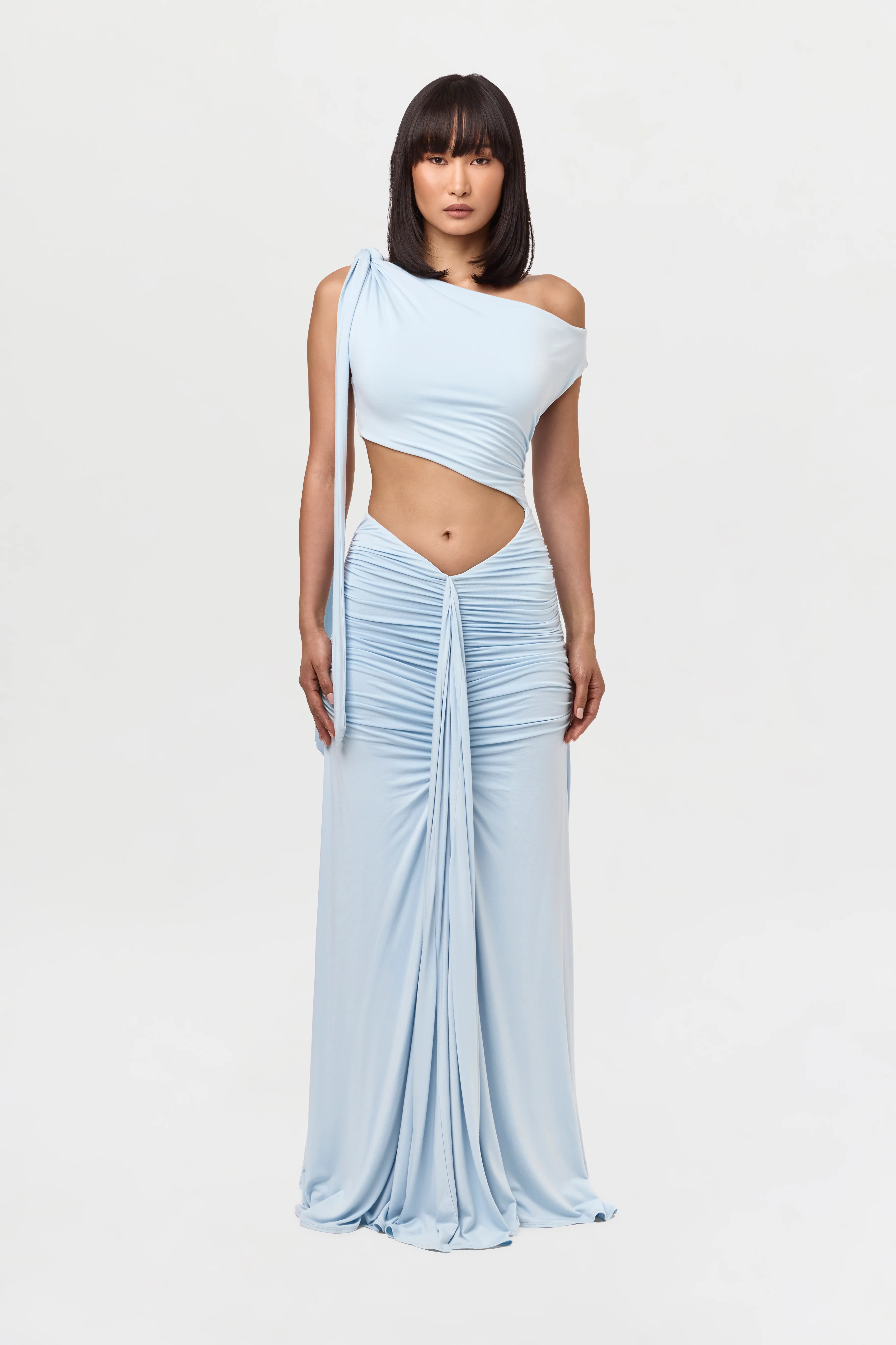 Smooth Off-Shoulder Asymmetric Dress - Image 11