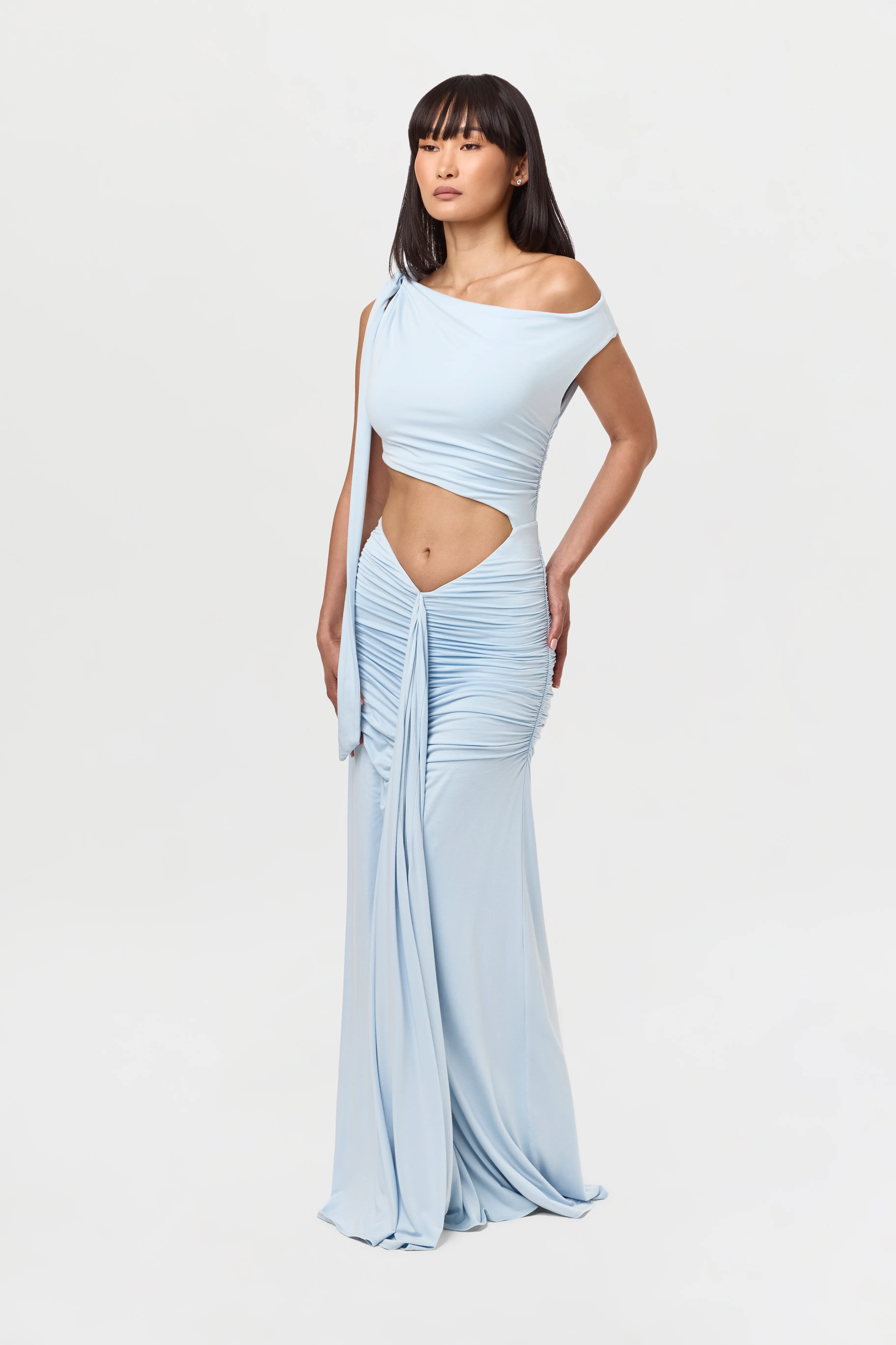 Smooth Off-Shoulder Asymmetric Dress - Image 13