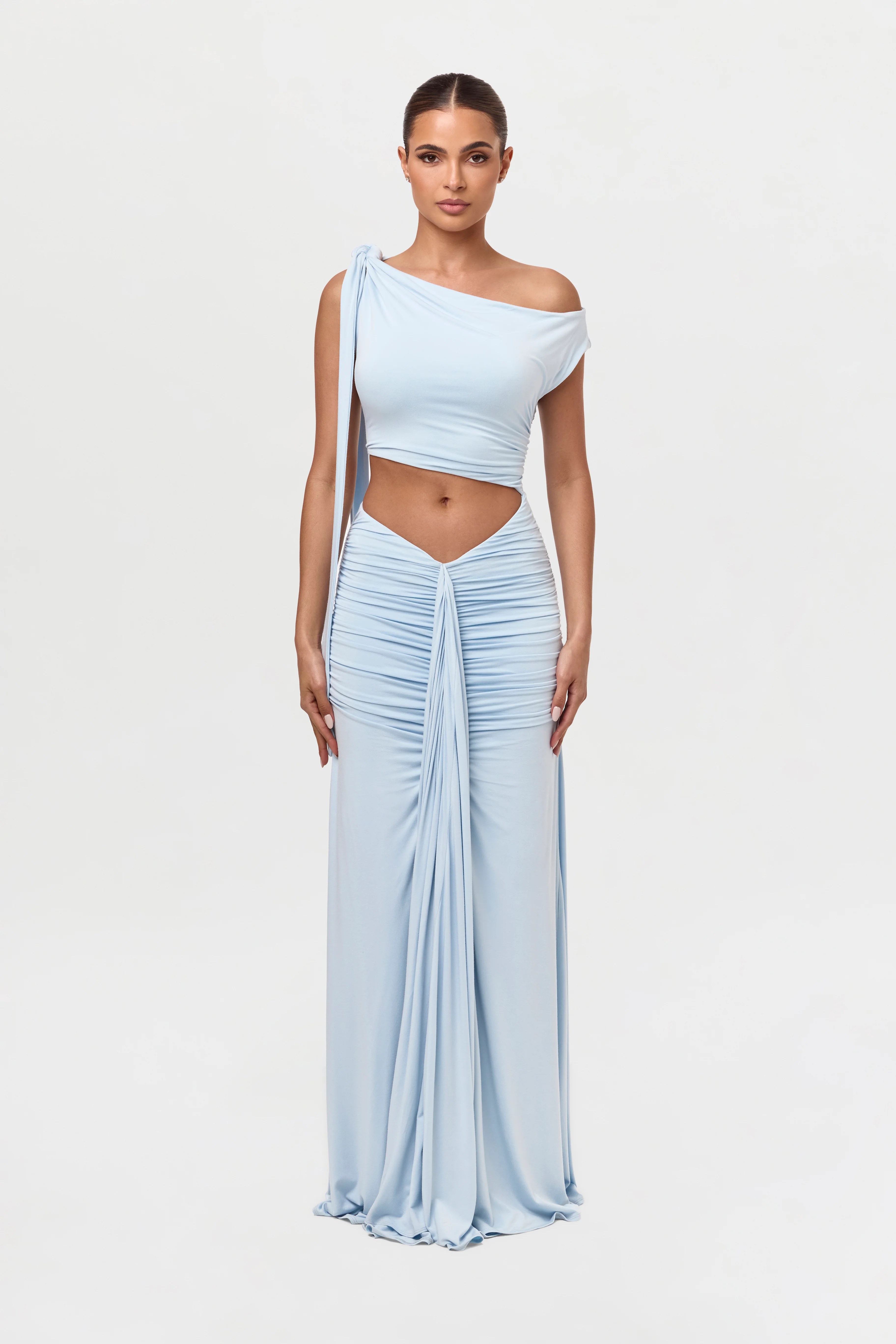 Smooth Off-Shoulder Asymmetric Dress - Image 15