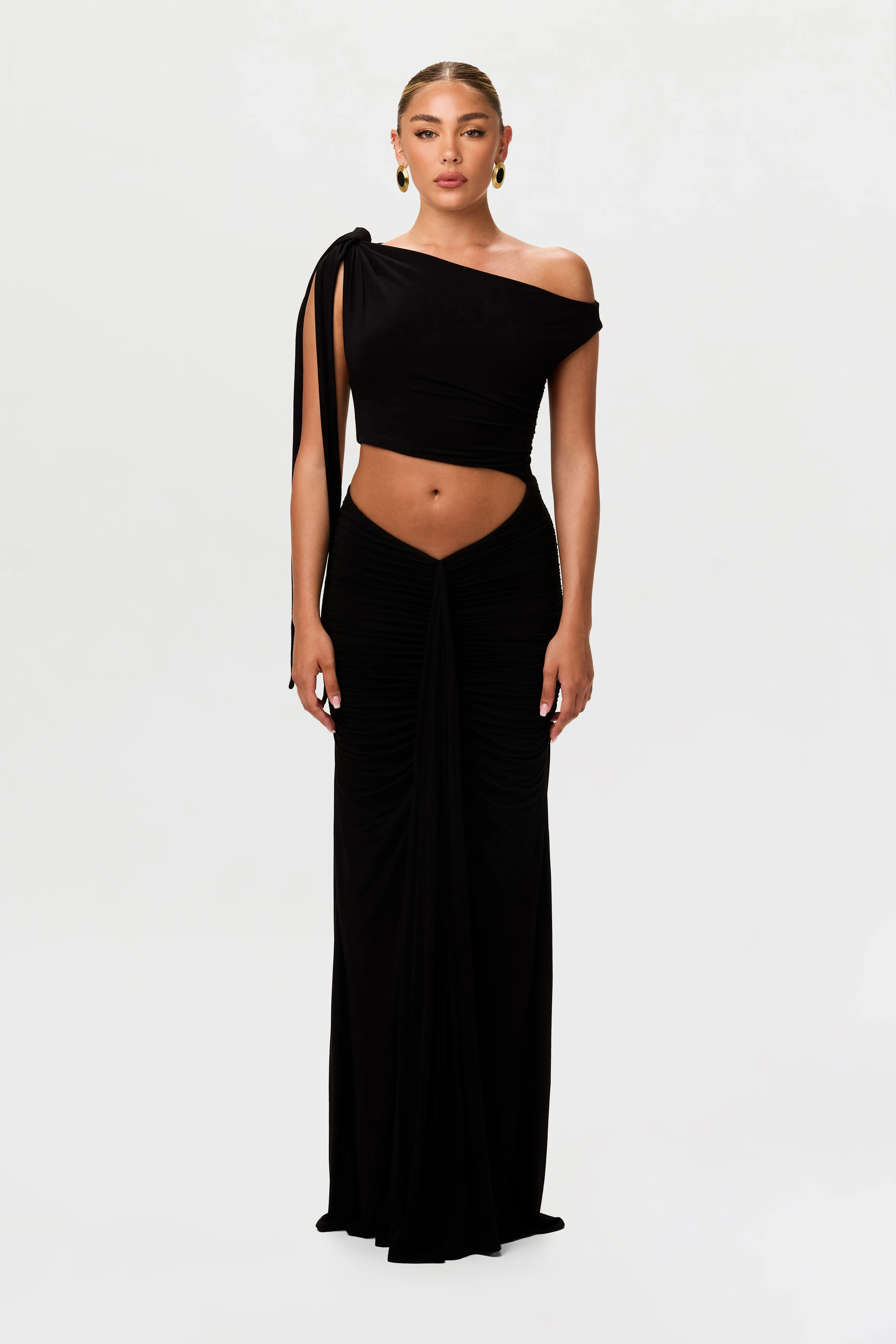 Smooth Off-Shoulder Asymmetric Dress - Image 4