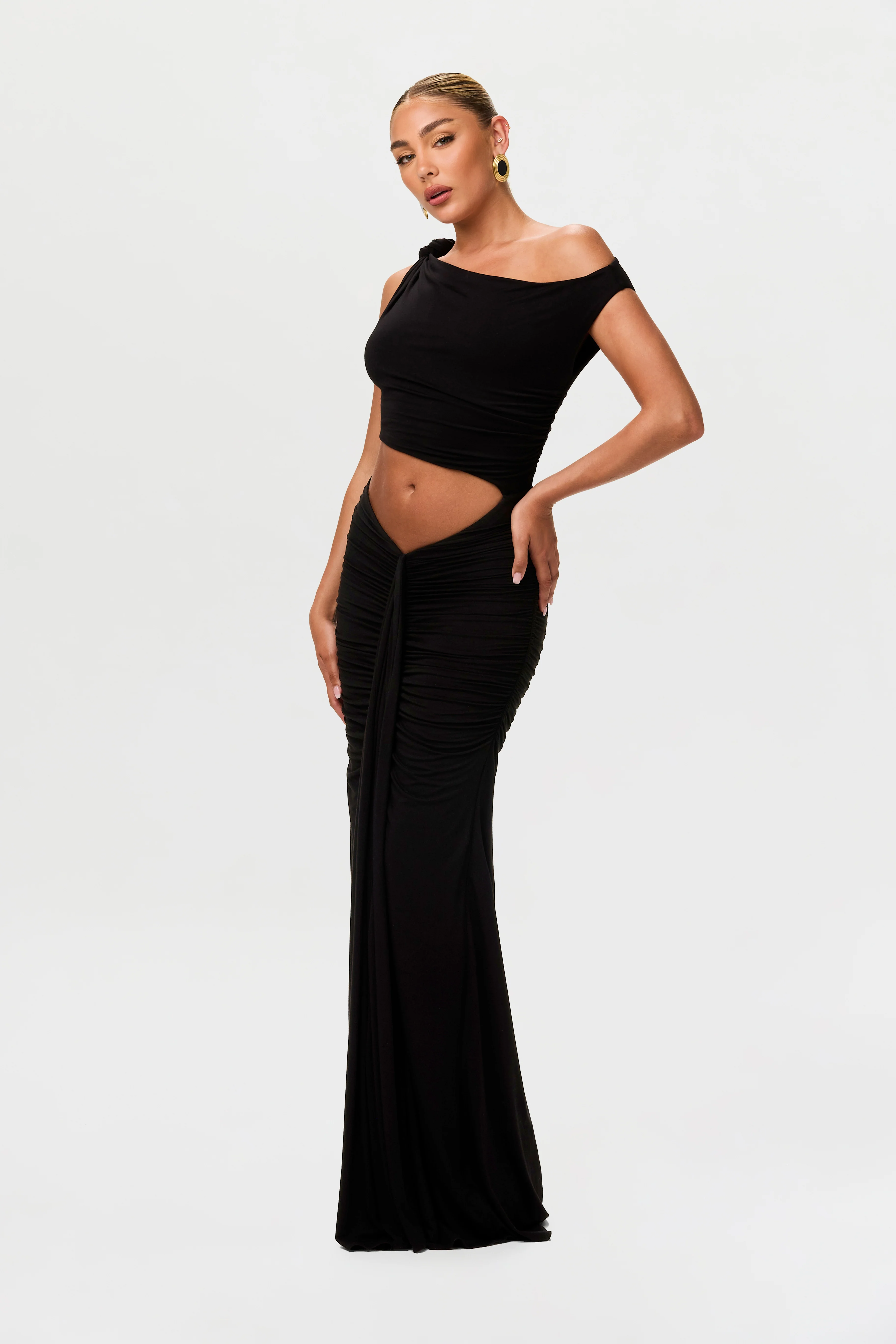 Smooth Off-Shoulder Asymmetric Dress - Image 6