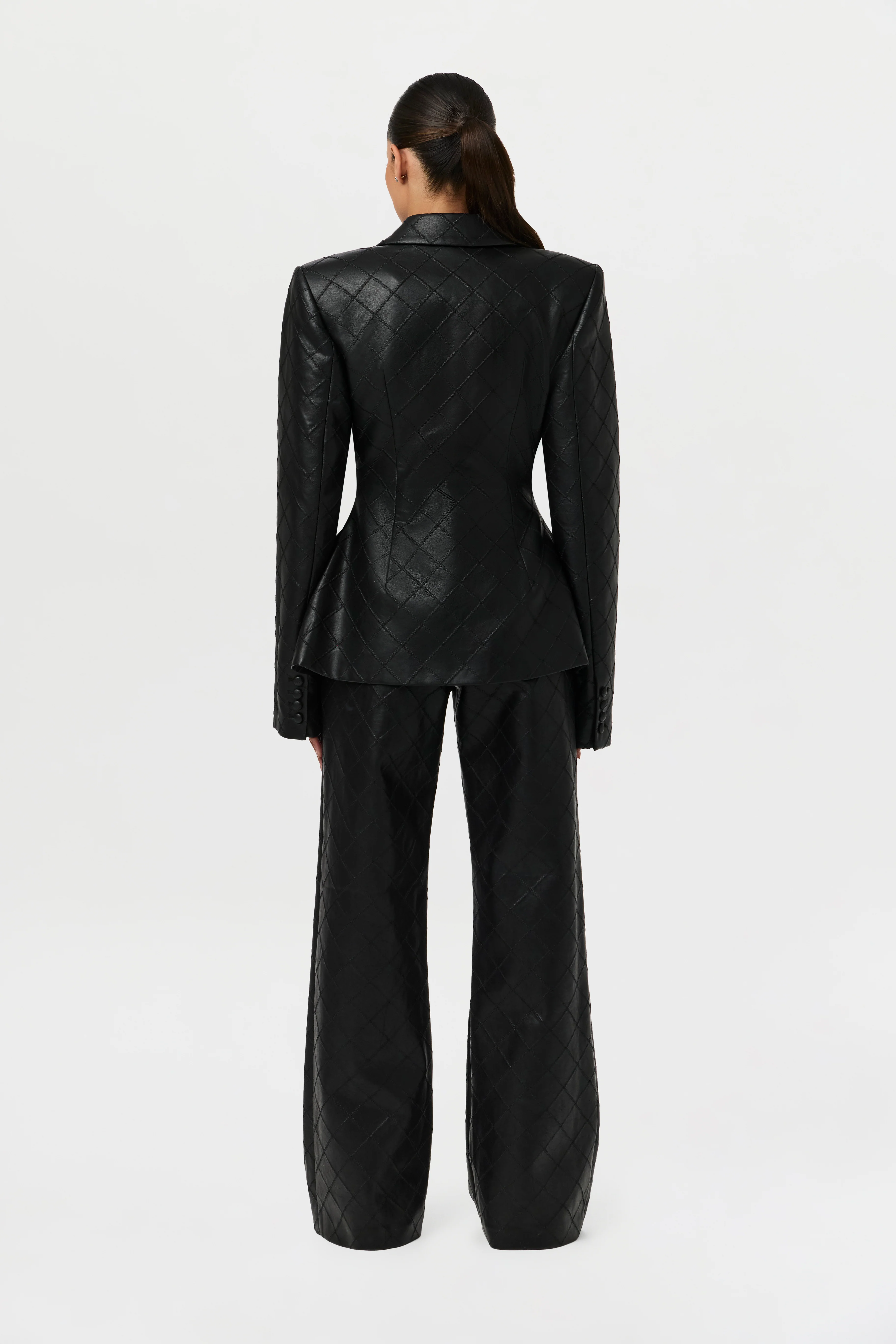 Quilted Vegan Leather Wide Leg Pants - Image 5