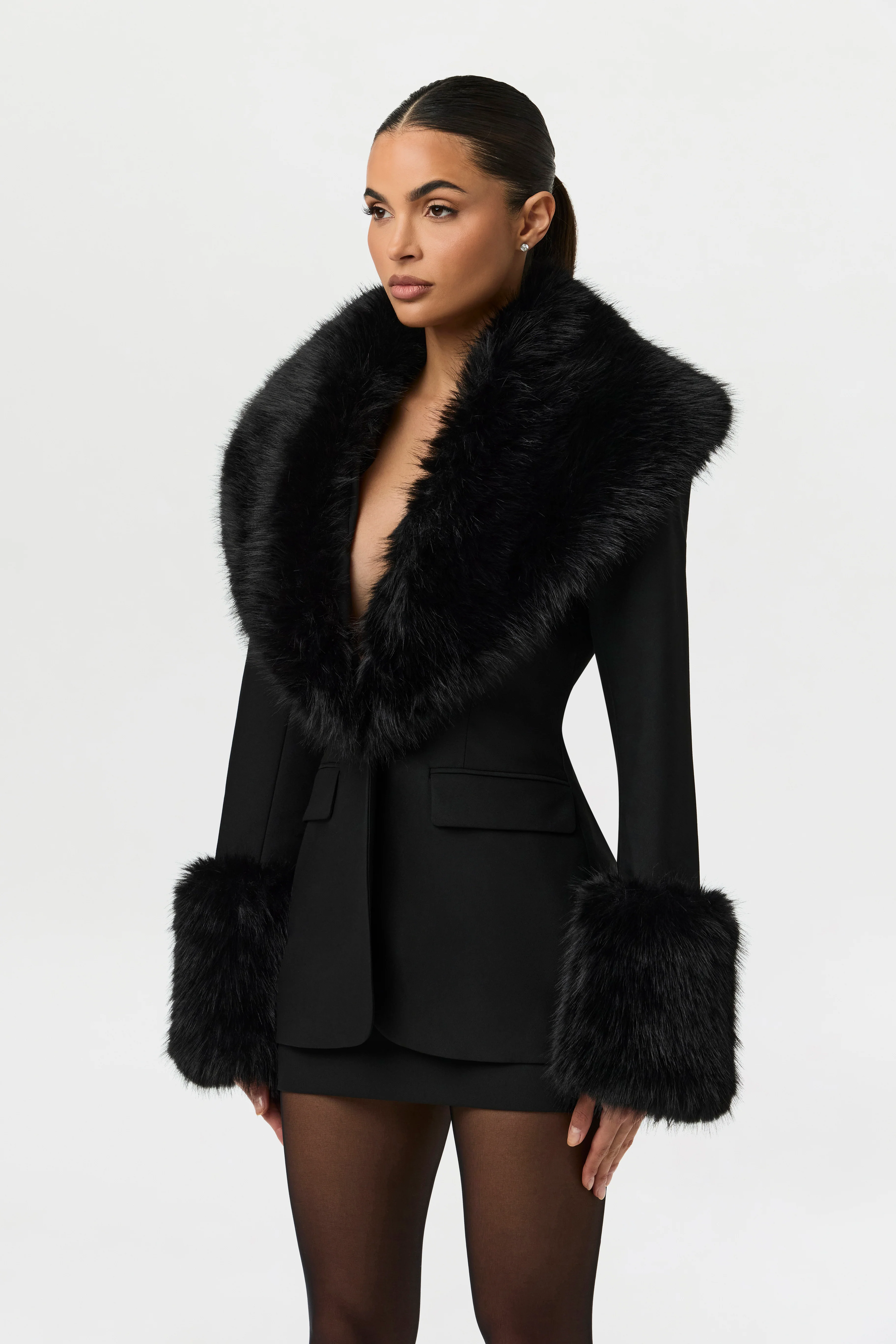 Faux Fur Suited Blazer - Image 6