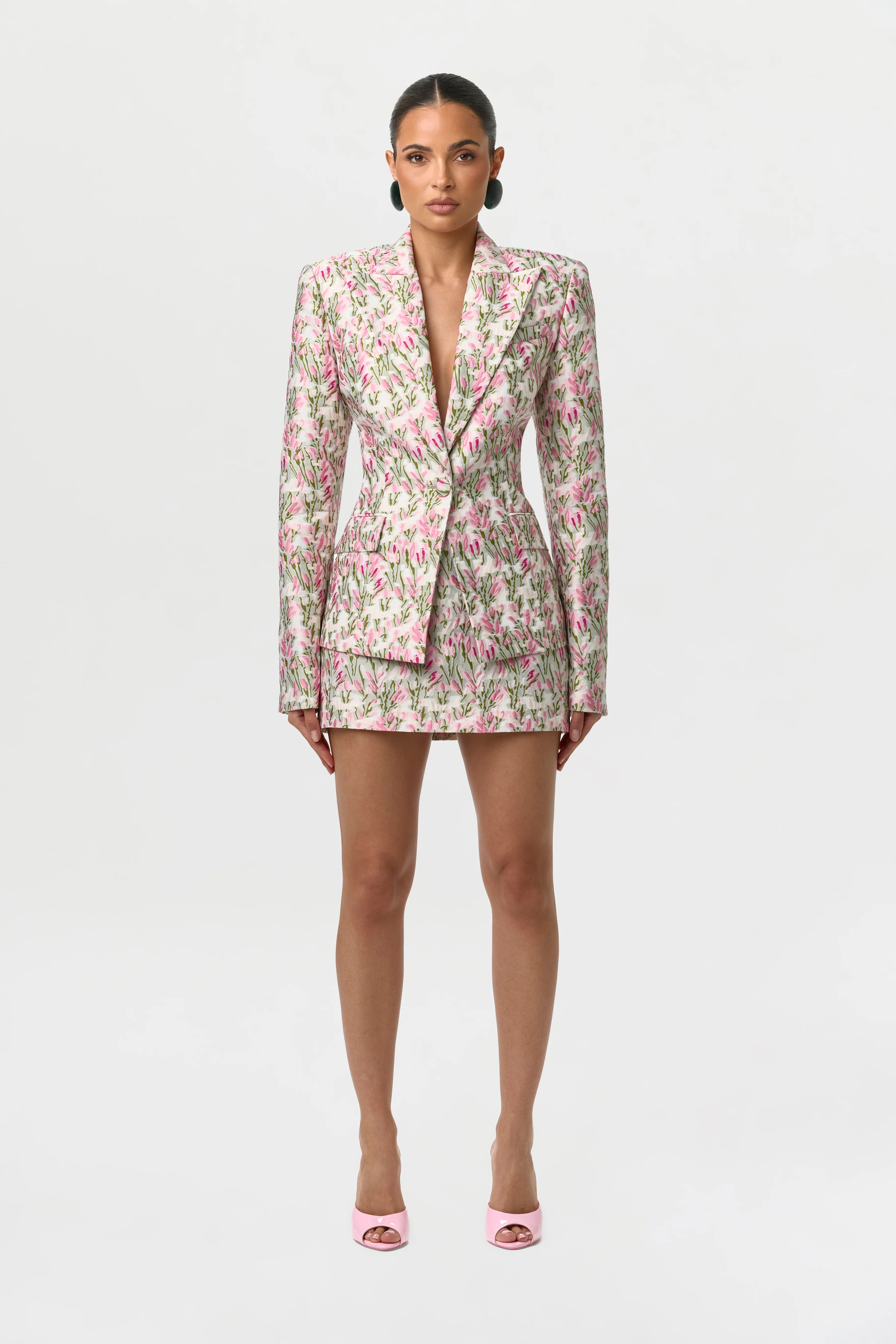 Suiting Floral Jacquard Mini Skirt