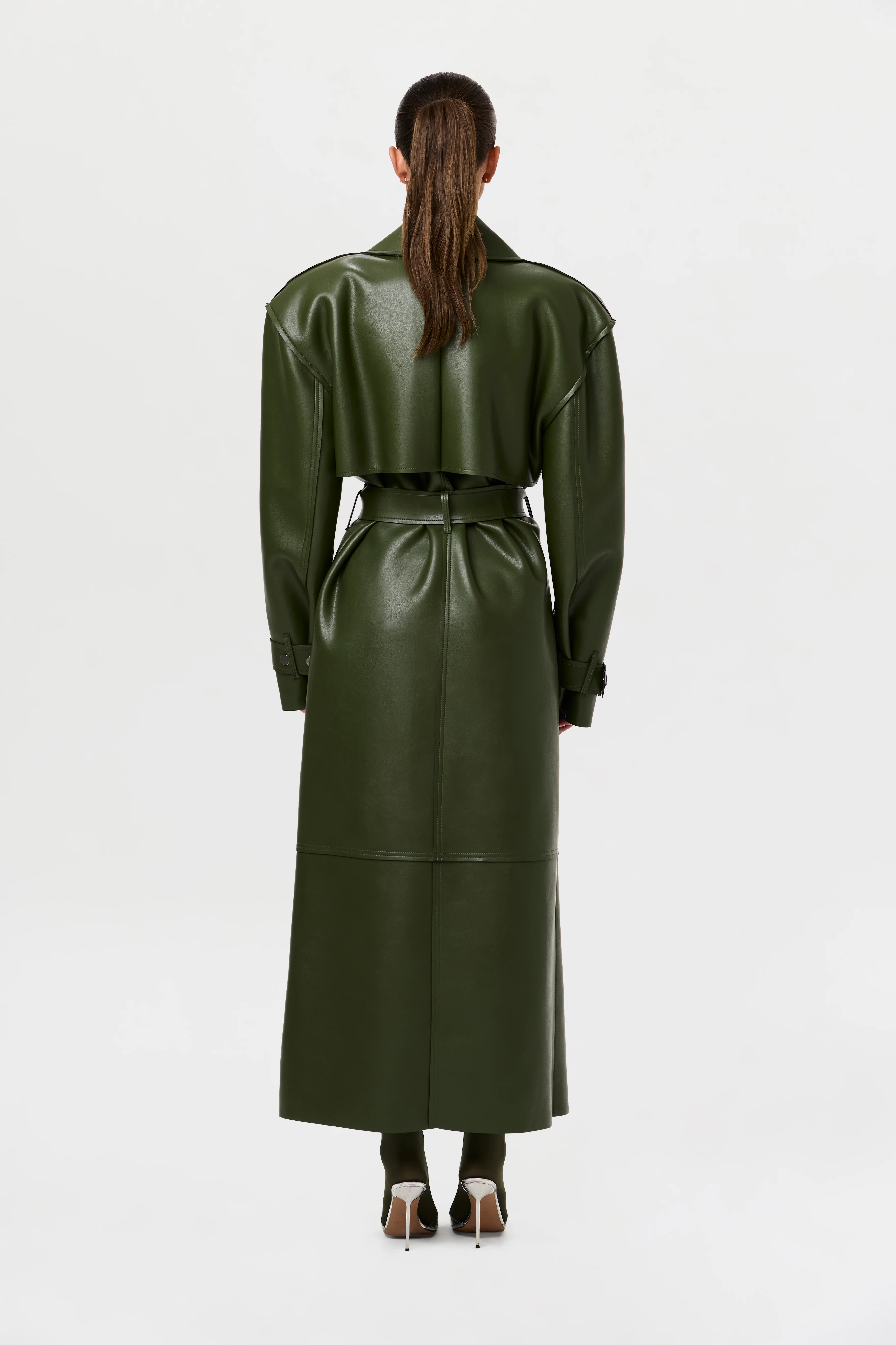 Vegan Leather Trench Coat - Image 25