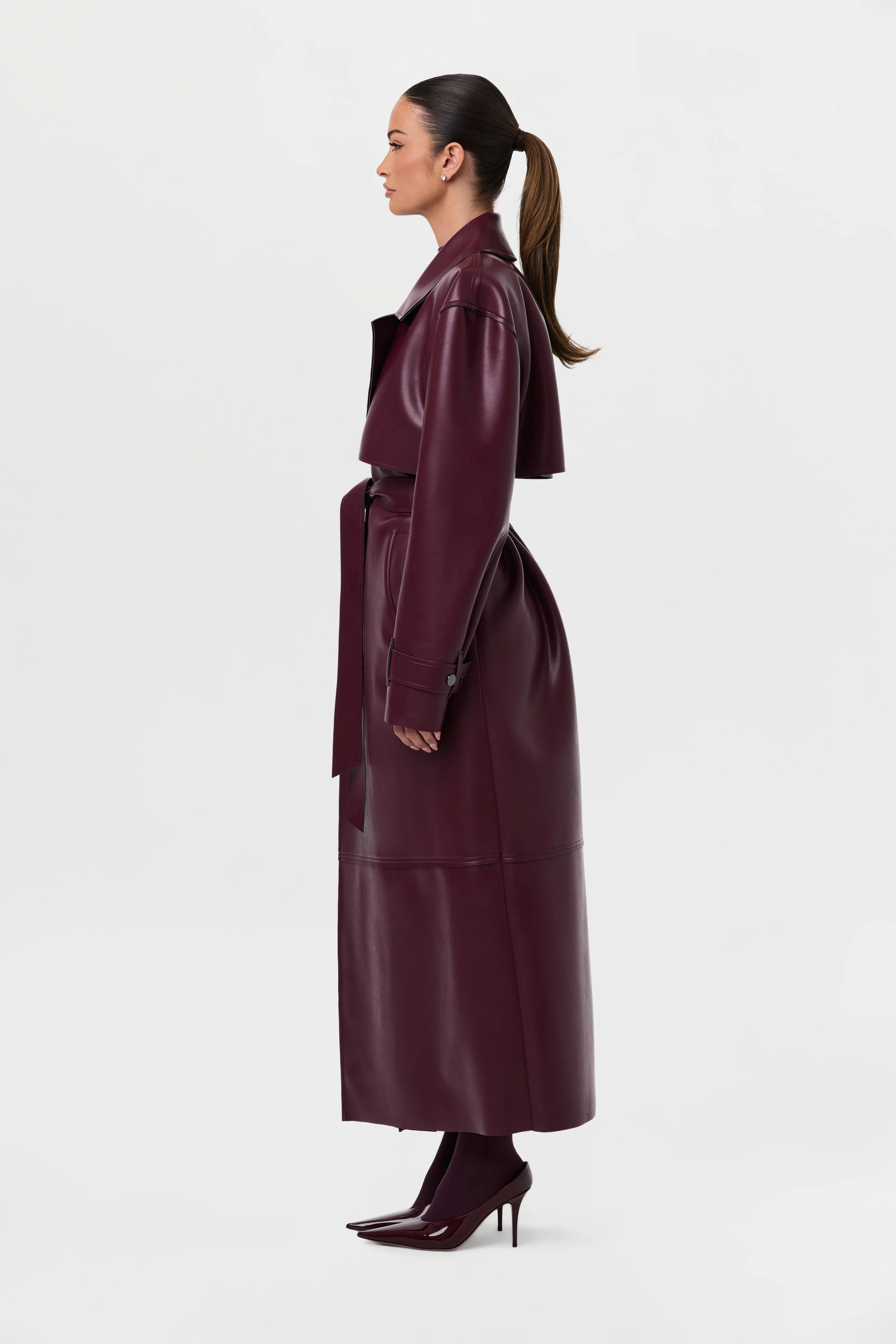 Vegan Leather Trench Coat - Image 57